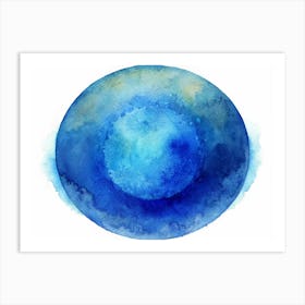 Watercolor Blue Circle With Soft Edges Art Print