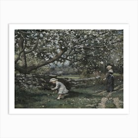 Two Women Picking Apples Art Print