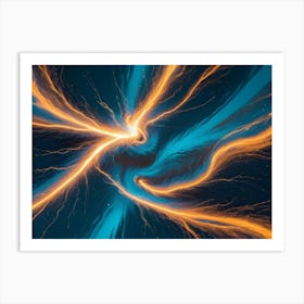 Abstract Image Of A Swirling Vortex With Orange And Blue Colors Art Print