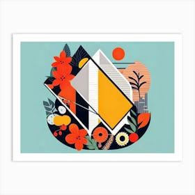 Abstract Bauhaus Floral Art Print