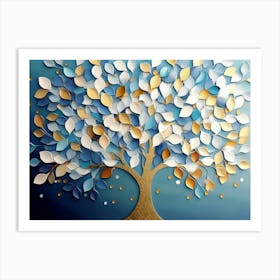 Colorful Tree with Leaves on Hanging Branches 16 Art Print