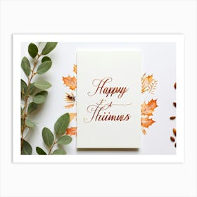 An Autumnal Thanksgiving Holiday Greeting Card In A Handwritten Calligraphy Design Vectorial Print (3) Art Print