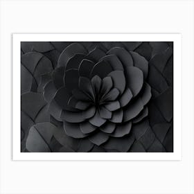 3d Dark Paper Art Fan Shape Nature Flower 1 Art Print