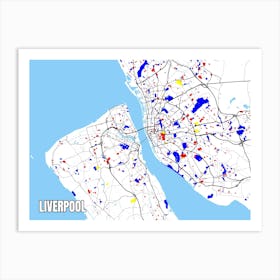 Map of Liverpool, UK Mondrian Style Art Print