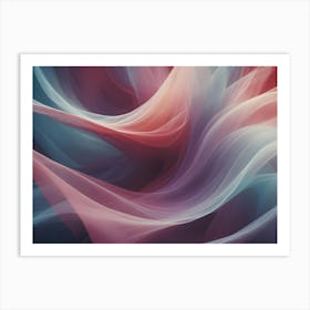 Abstract Design Featuring Flowing, Ethereal Lines In Shades Of Pink And Blue Art Print