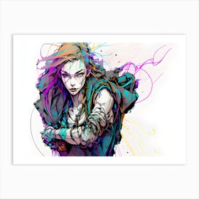 Girl With Long Hair Art Print