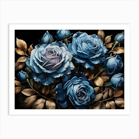 Default A Stunning Watercolor Painting Of Vibrant Blue Roses B 1 (1) Art Print