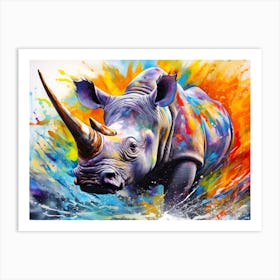 Rhino Splash Art Print