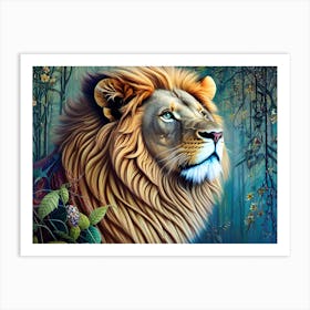 Lion In The Forest 4 Art Print