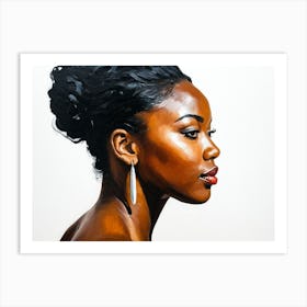 Side Profile Of Beautiful Woman Oil Painting 138 Art Print