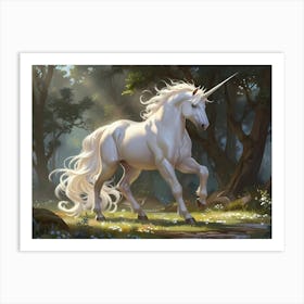 Unicorn In The Forest 5 Art Print