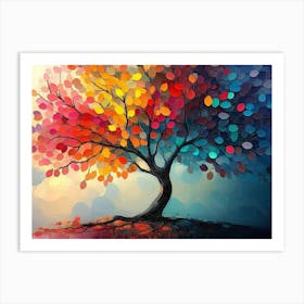 Elegant Colorful Tree With Colorful Leaves 3 Art Print