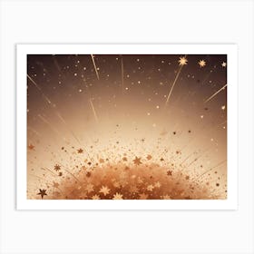 Abstract Image Of A Burst Of Golden Stars And Light, Resembling A Firework Or A Cosmic Explosion Art Print