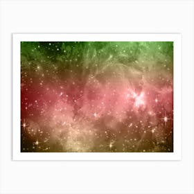 Yellow, Pink, Green Galaxy Space Background Art Print