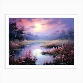 Crimson Dusk Tranquility Art Print