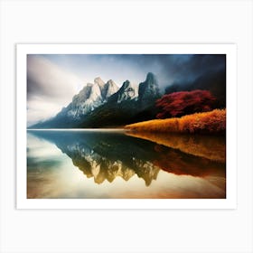 Reflection Of Mountains In Water Art Print