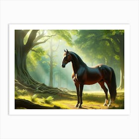 Horse In The Forest Art Print