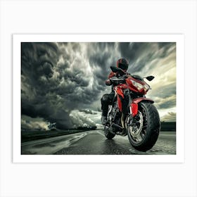 Rider On Red Bike (21) Art Print