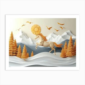 Unicorn In The Mountains Art Print