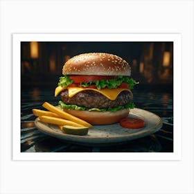 Default Juicy Cheesburger Display Gross Experimental Characte 3 Art Print