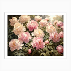 Peonies In The Shade 3 Art Print