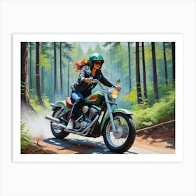 Woman On A Motorcycle 10 Art Print