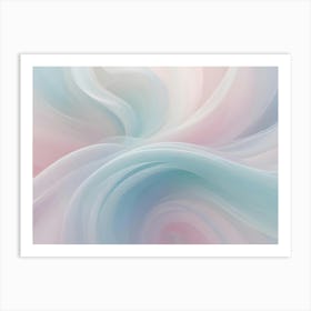 Abstract Background With Smooth, Flowing, Translucent Shapes In Shades Of Pale Blue, White, And Light Pink, Creating A Delicate And Airy Effect Art Print