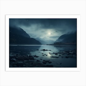 Moonlight Over Lake Art Print