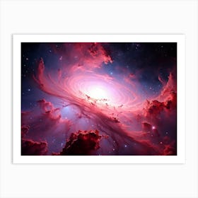 Abstract Celestial Scene Capturing A Nebula Explosion In The Pink And Red Hues Of A Distant Galaxy (2) Art Print