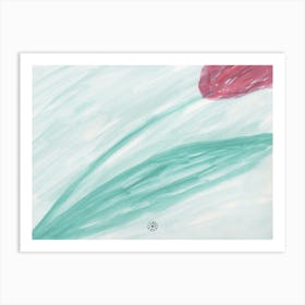 Single Tulip - floral flower green red watercolor hand painted nature minimal Art Print