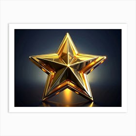 Shiny Golden Star On Dark Background Art Print