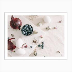 Easter Eggs And Blueberries 4 Art Print