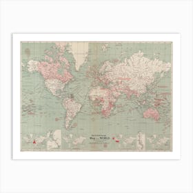 The Daily Telegraph Map Of The World On Mercator's Projection (1919) Art Print
