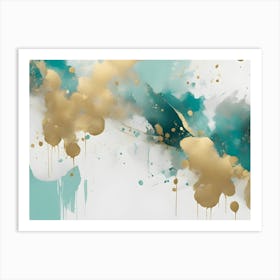 Gold And Teal Abstract Painting 1 Art Print