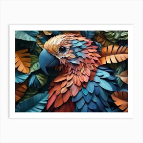 Colorful 3d Animal Artwork With Leaves And Feathers 1 Art Print