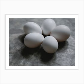 White Eggs On A Table 1 Art Print