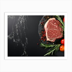 Steak On A Black Background 2 Art Print