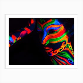 Woman With Make Up Art Of Glowing Uv Fluorescent Powder 1 Art Print