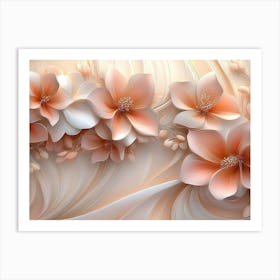 3d Peach Flowers Art Print