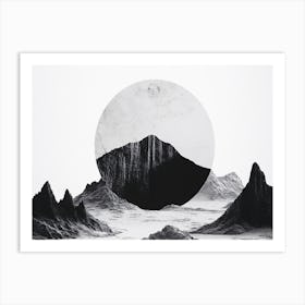 Black And White Mountain Landscape Art Print