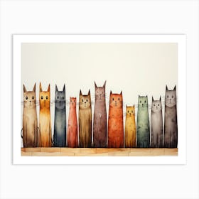 Cats In A Row 2 Art Print