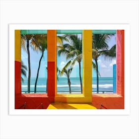 Miami Beach From The Window View Painting 4 Art Print