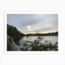 Obscured Sunset Over Lake Art Print