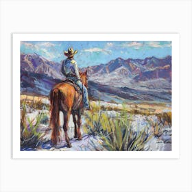 Cowboy In Mojave Desert Nevada 4 Art Print