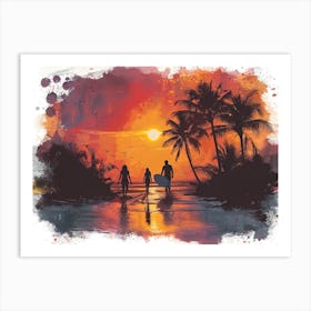 Sunset On The Beach Art Print