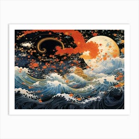 Moon And The Waves Poster