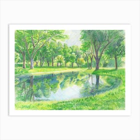 Watercolor Of A Park Art Print