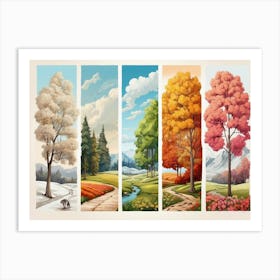 Autumn Landscape Set Art Print