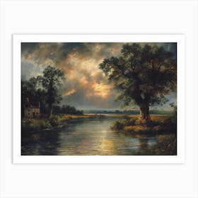 Sunset Over The River Art Print
