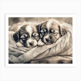 Sleepy Puppies 2 Art Print